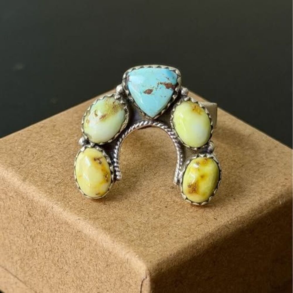 Palomino Turquoise & Sterling Silver Statement Ring — Adjustable 7–8.5